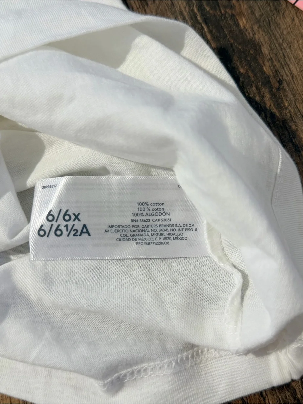 Carter's White Short Sleeve Girl's Tee